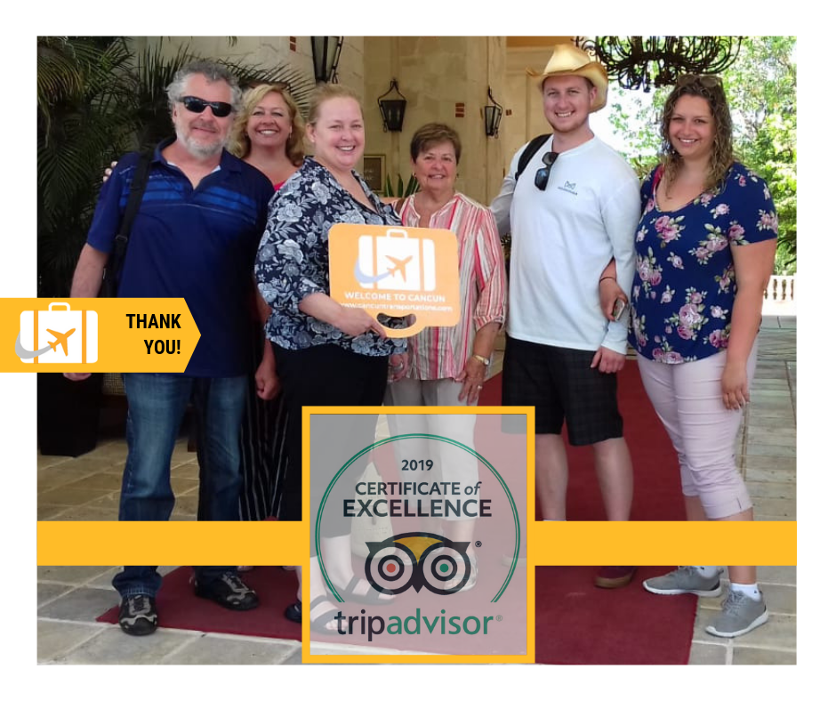 Cancun Airport Transportation rewarded by their clients and Tripadvisor with its Certificacte of Excellence