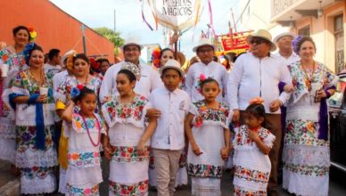 Locals at Valladolid wearing typical Yucatan dressing