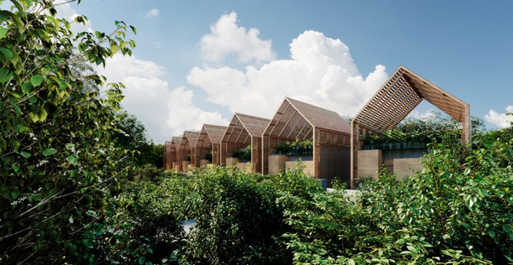 Bungalows of the Banyan Tree Mayakoba in the middle of the jungle, listed with a 2023 Forbes Travel Guide Star Award 