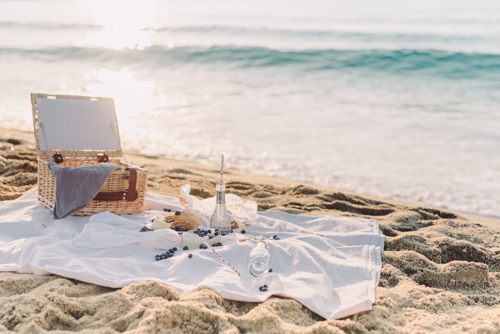 Romantic picnic at the beach