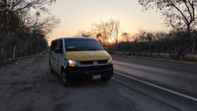 Cancun Airport Transportation van on the road to Plya del Carmen