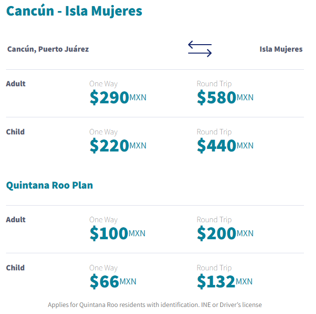 Puerto Juarez Ferry Rates Puerto Juarez Ferry Rates