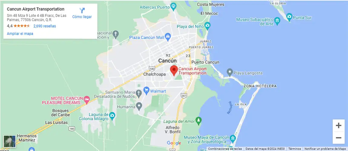Cancun Airport Transportation Map by Google